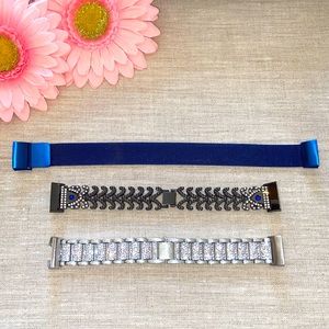 Set of 3 Metal/Bling Watch Bands for the Fitbit Charge 4